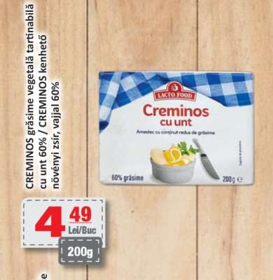 CREMINOS grăsime vegetală tartinabilă cu unt 60%