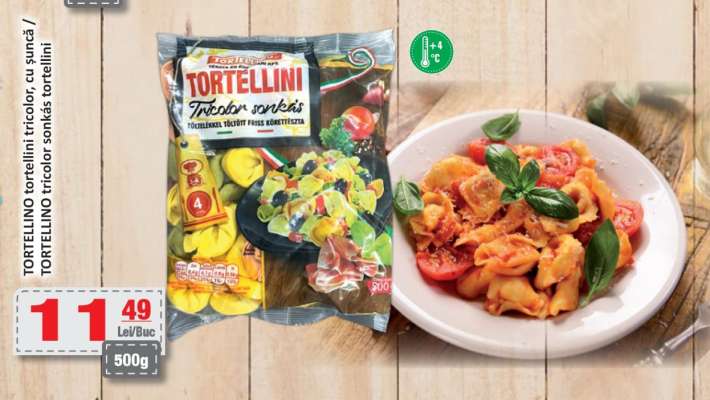 TORTELLINO tricolor cu șuncă