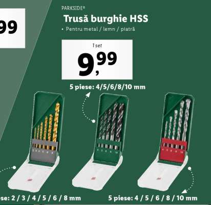 Trusă burghie HSS