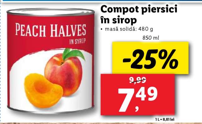 Compot piersici în sirop