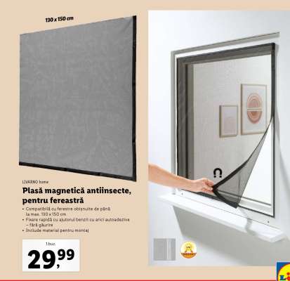 Plasă magnetică antiinsecte, pentru fereastră