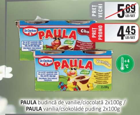 PAULA vanilie/ciocolată budincă 2x100g