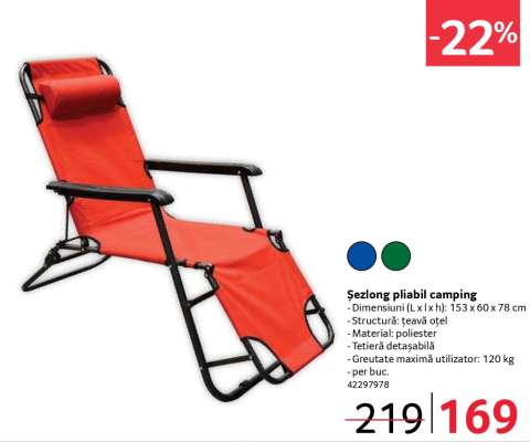Șezlong pliabil camping
