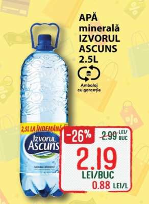 Apă minerală IZVORUL ASCUNS 2.5l