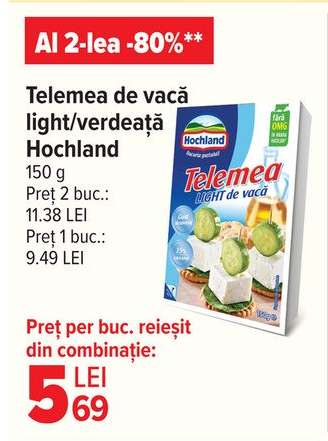 Telemea de vacă light/verdeață Hochland