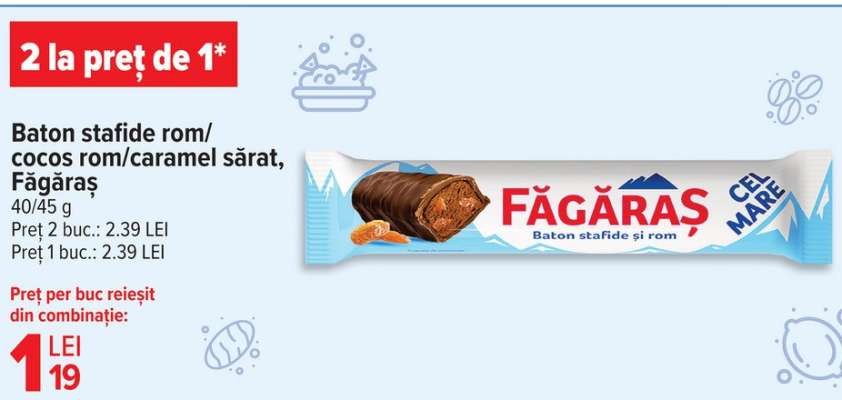 Baton stafide rom/cocos rom/caramel sărat, Făgăraș