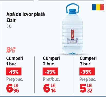 Apă de izvor plata Zizin 5 L