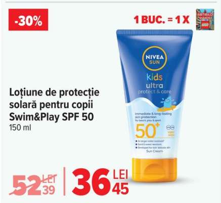 Loțiune de protecție solară pentru copii Swim&Play SPF 50