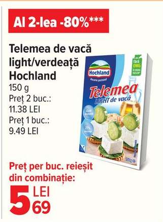 Telemea de vacă light/verdeață Hochland