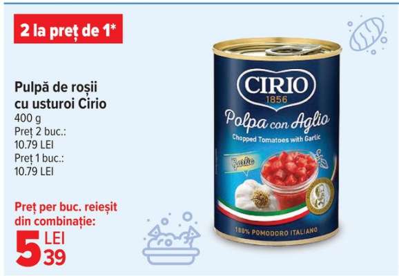 Pulpă de roșii cu usturoi Cirio