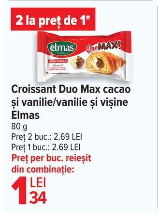 Croissant Duo Max cacao și vanilie/vanilie și vișine Elmas