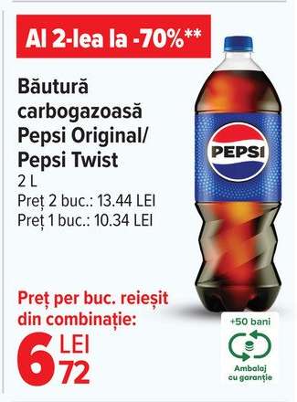 Băutură carbogazoasă Pepsi Original/Pepsi Twist