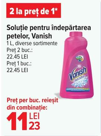 Soluție pentru îndepărtarea petelor Vanish