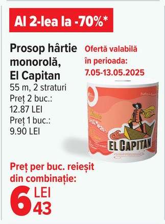 Prosop hârtie monorolă, El Capitan
