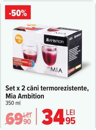 Set x 2 căni termorezistente, Mia Ambition
