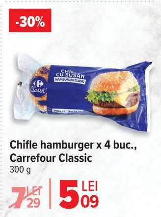 Chifle hamburger x 4 buc., Carrefour Classic