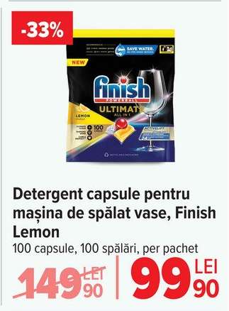 Detergent capsule pentru mașina de spălat vase, Finish Lemon