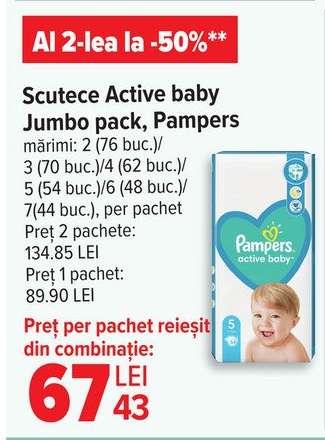 Scutece Active baby Jumbo Pack, Pampers
