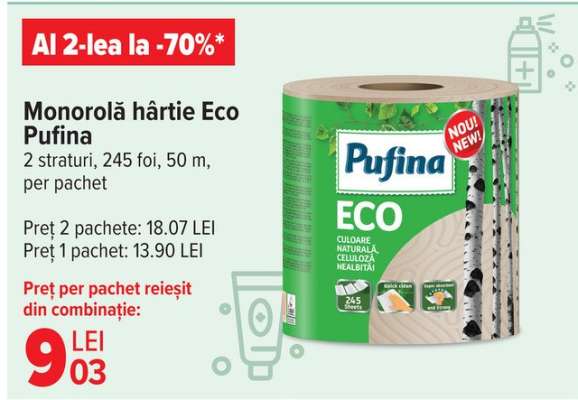Monorolă hârtie Eco Pufina