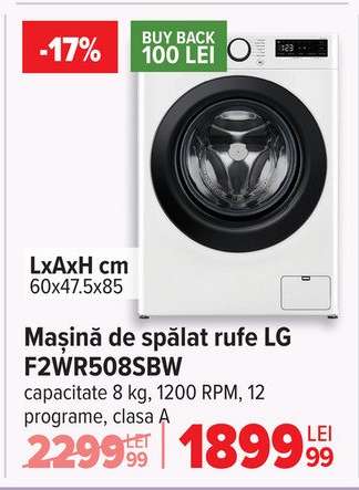 Mașină de spălat rufe LG F2WR508SBW
