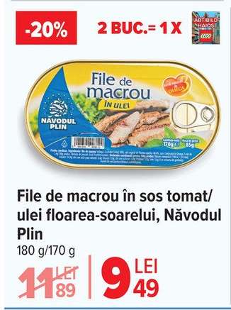 File de macrou în sos tomat/ulei floarea-soarelui, Năvodul Plin