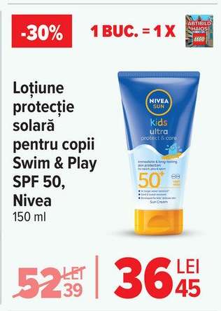 Loțiune protecție solară pentru copii Swim & Play SPF 50, Nivea