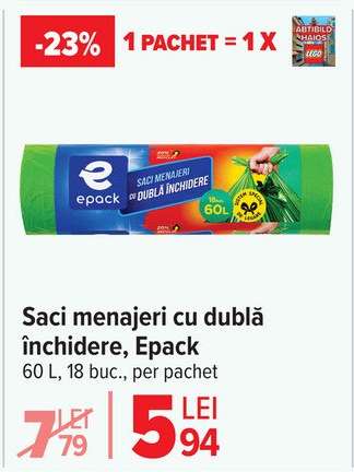 Saci menajeri cu dublă închidere, Epack