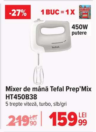Mixer de mână Tefal Prep’Mix HT450B38