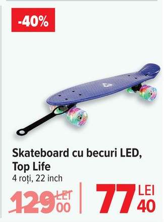 Skateboard cu becuri LED, Top Life