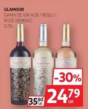 GLAMOUR GAMA DE VIN ALB / ROȘU / ROZE DEMISEC 0.75L