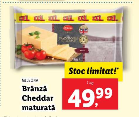 MILBONA Brânză Cheddar maturată