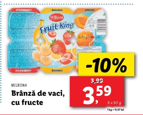MILBONA Brânză de vaci, cu fructe