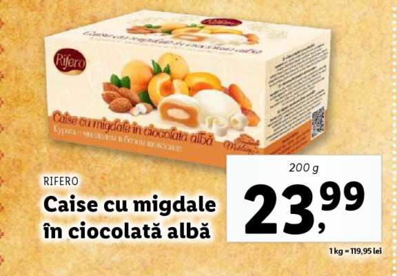 Caise cu migdale în ciocolată albă