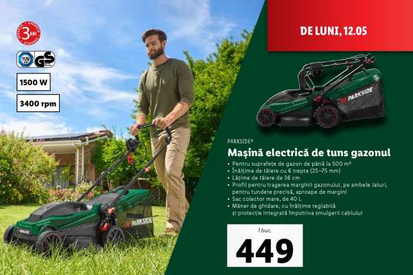 Mașină electrică de tuns gazonul
