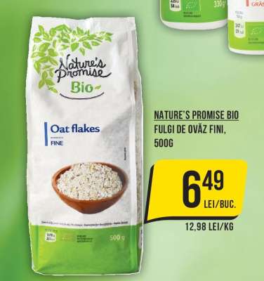 NATURE'S PROMISE BIO FULGI DE OVĂZ FINI, 500G