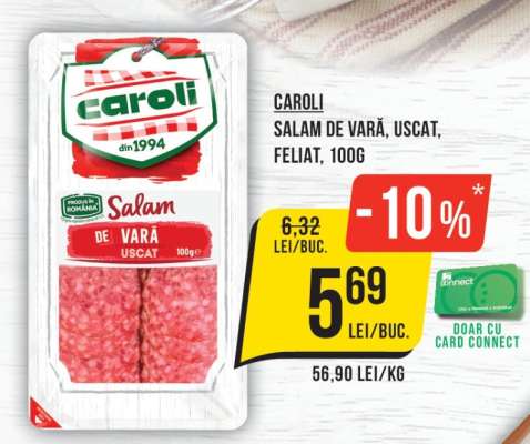Caroli Salam de Vară, uscat, feliat, 100g