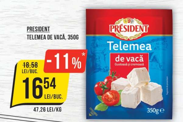 PRESIDENT Telemea de vacă, 350g