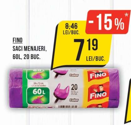 FINO SACI MENAJERI, 60L, 20 BUC.