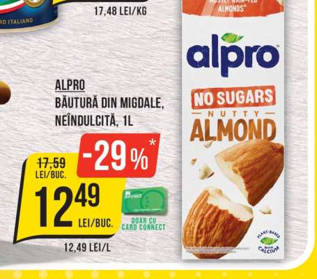 Alpro Băutură din migdale, neîndulcită, 1L