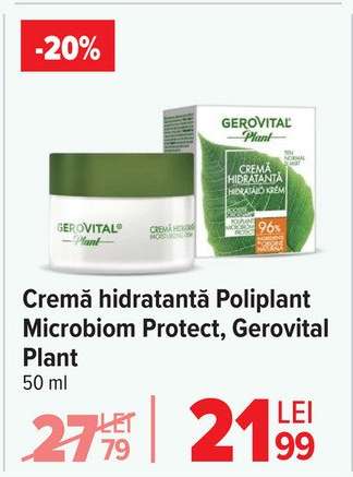 Cremă hidratantă Poliplant Microbiom Protect, Gerovital Plant