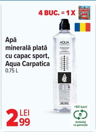 Apă minerală plată cu capac sport, Aqua Carpatica