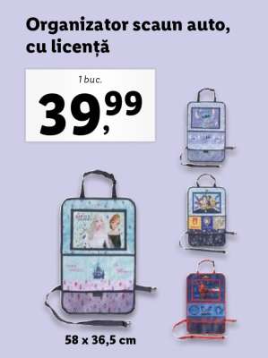 Organizator scaun auto, cu licență