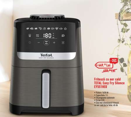 Friteuză cu aer cald TEFAL Easy Fry Silence EY5511EO