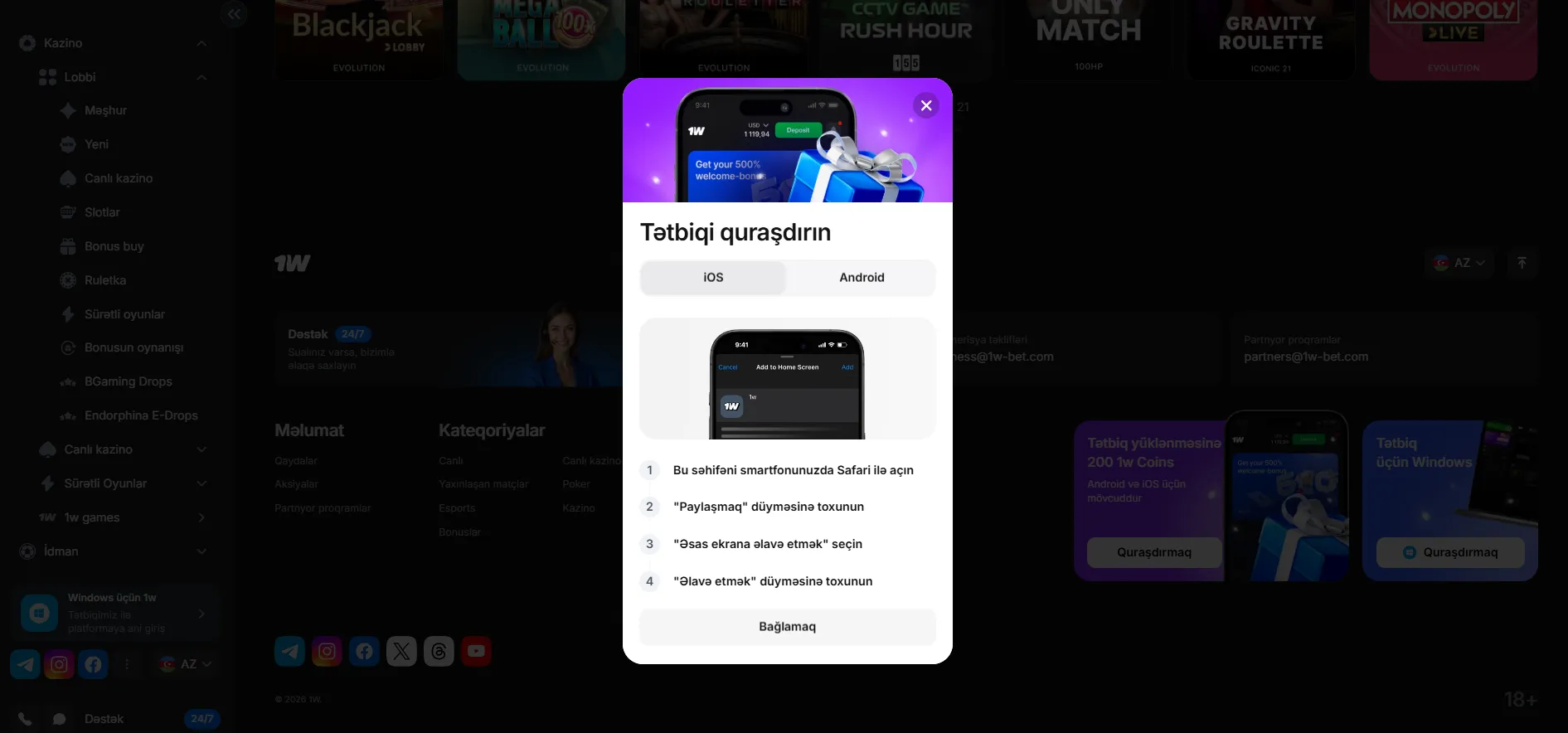 1win giriş və qeydiyyat: addım-addım təlimat