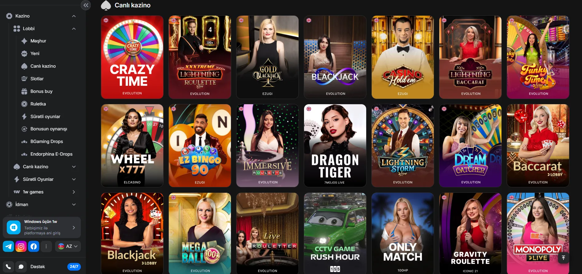 1win Casino oyunları — slotlar, rulet, blackjack